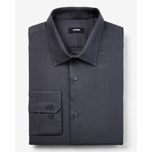 Express 1MX Extra Slim Fit Gray Dress Shirt Small Button Up Stretch
